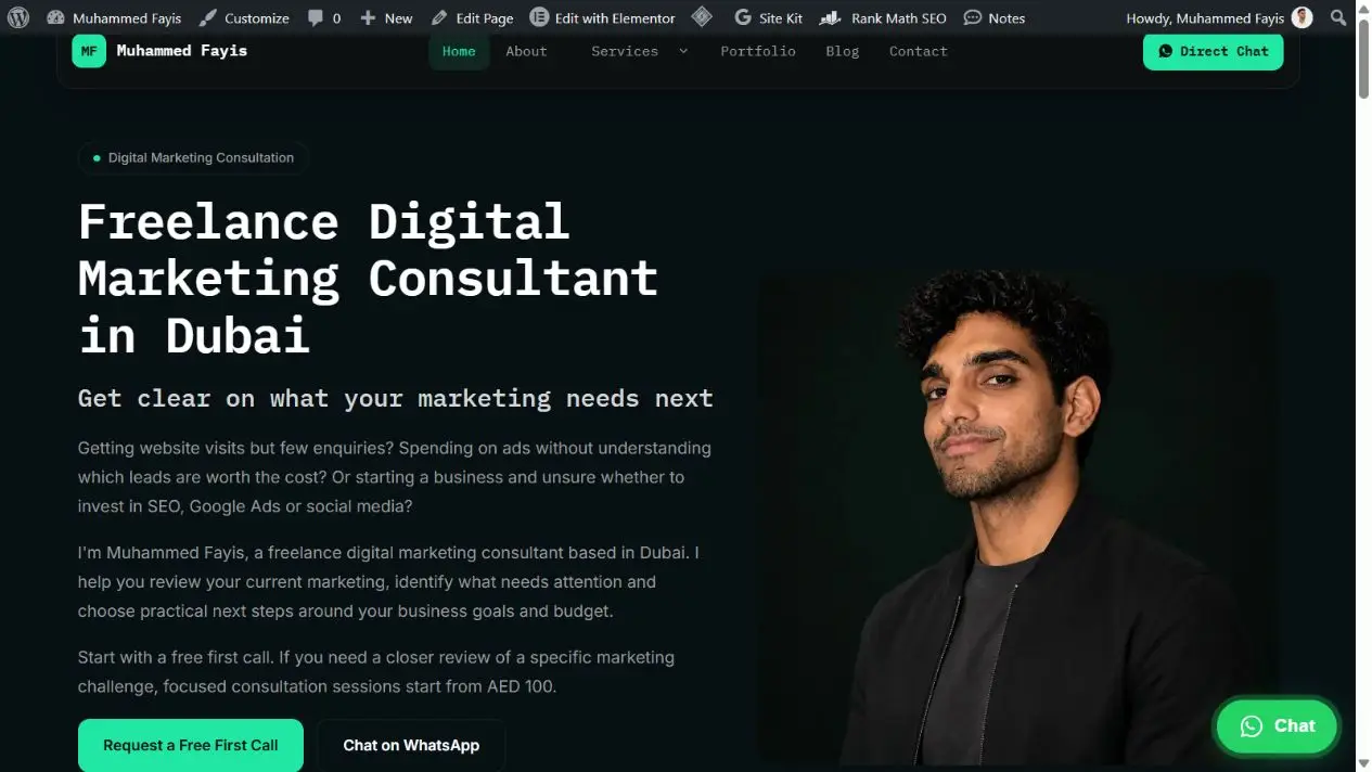 My digital marketing consultation page on faiyz.com